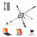 Viozon Ergonomic Foldable Laptop Stand - 8 Heights Adjustable Aluminum PC Riser with Magnetic Phone Holder, Desk Accessories, Work Accessories, Cool Work Gadgets for Home Office (10-16” Laptops, 4-13” Phones/Tablets, Silver)